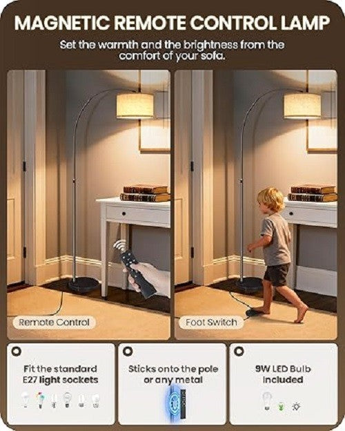 Arc Floor Lamp LED Remote Control Height Adjustable Corner Standing