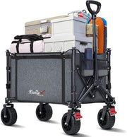 120L Folding Camping Trolley Wagon 100KG Heavy Duty Cart Grey