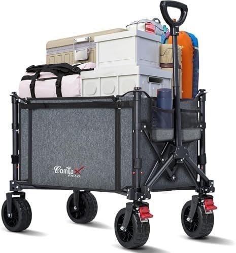 120L Folding Camping Trolley Wagon 100KG Heavy Duty Cart Grey