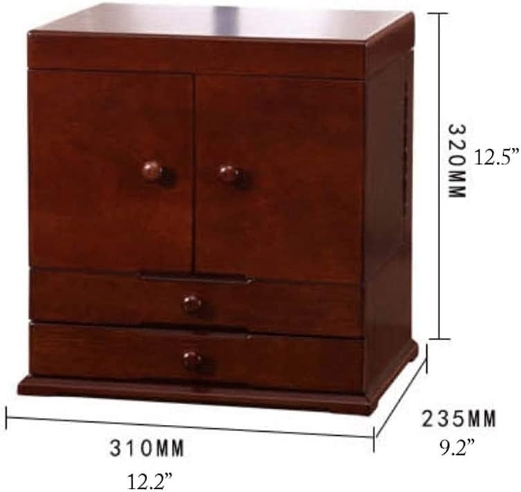 White Wooden Jewelry Box with Mirror Lid 5 Layer Large Organizer Case
