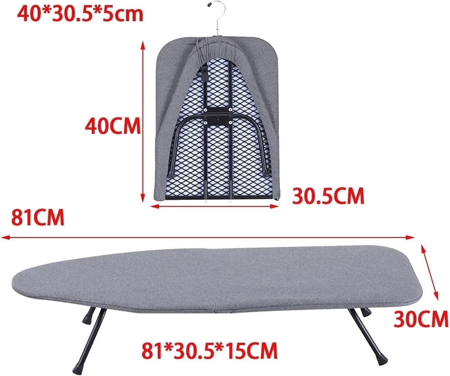 Table Top Folding Ironing Board Lightweight Compact Space Saving Grey