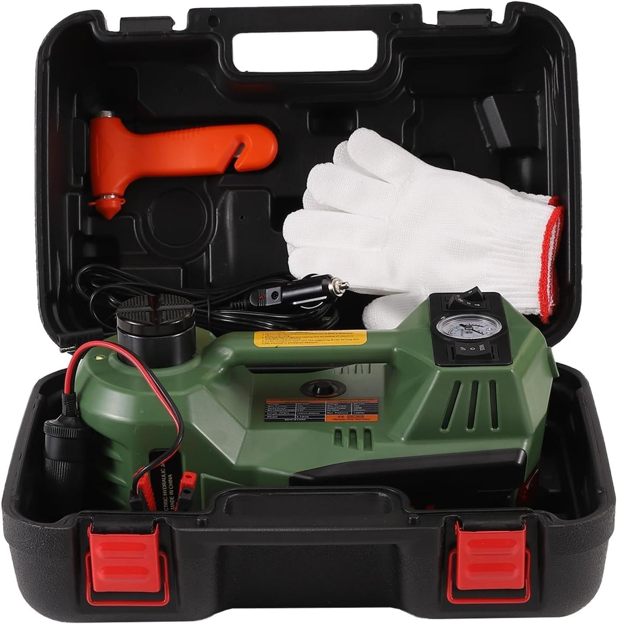 5 Ton Electric Hydraulic Car Jack 4-in-1 Lift Kit with Air Pump 15–17.7" Green