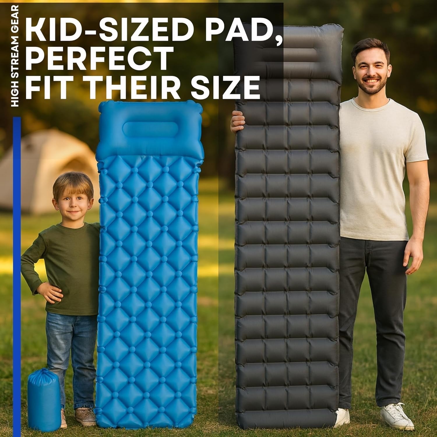 Kids Inflatable Sleeping Mat with Pillow | Portable Camping Travel Bed