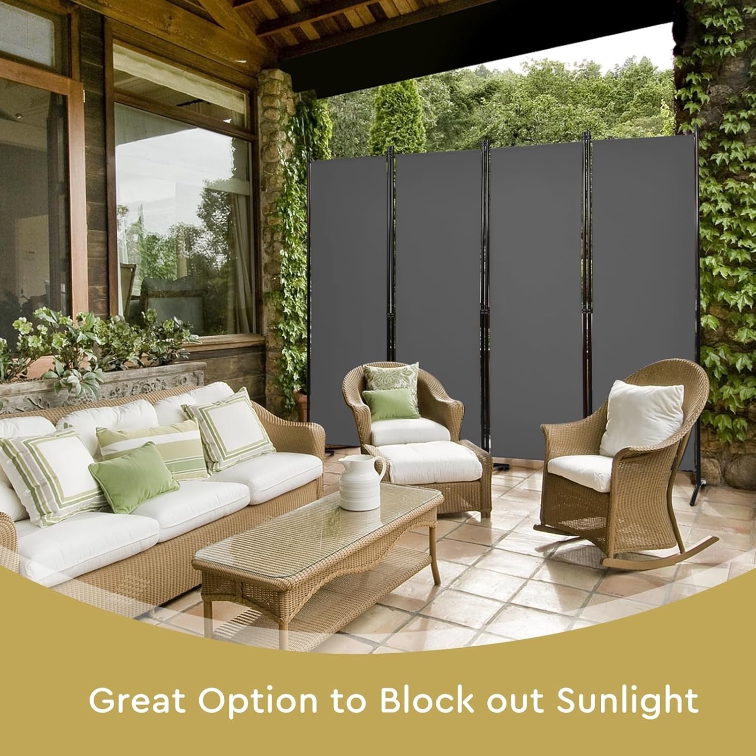 4 Panel Folding Room Divider Privacy Screen – Freestanding Partition Wall for Be