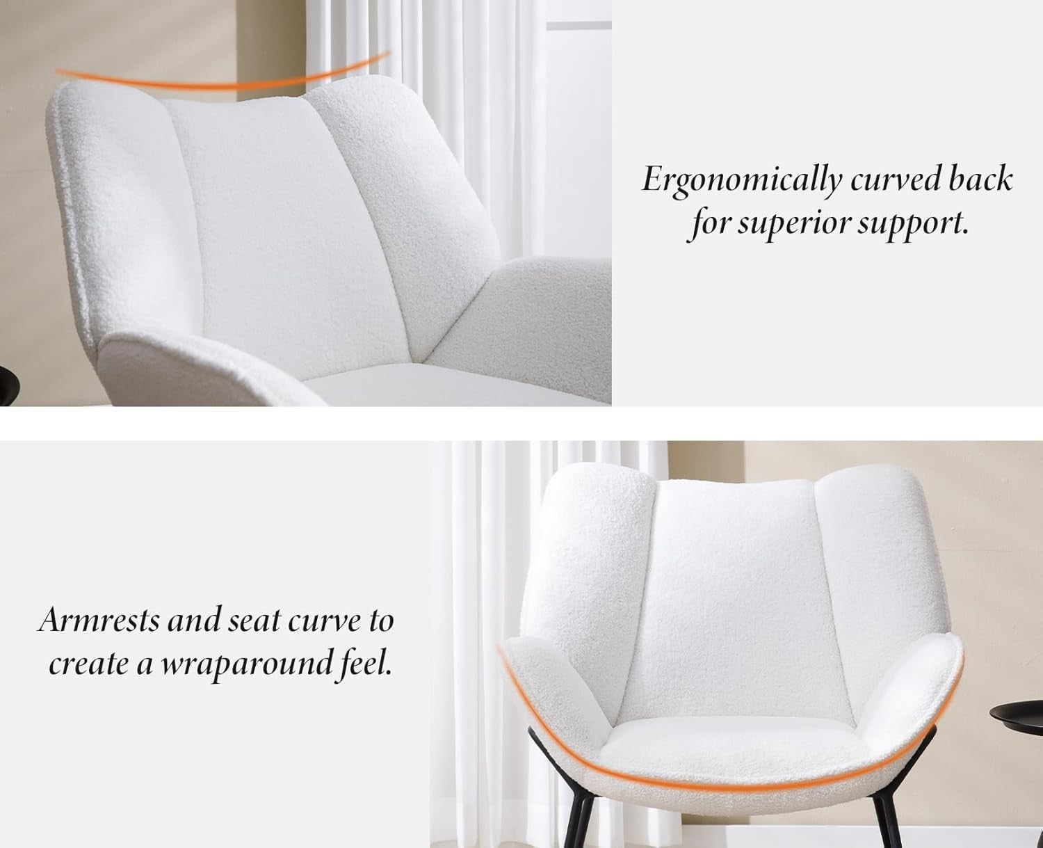 White Faux Fur Armchair Tub Chair Upholstered Metal Legs