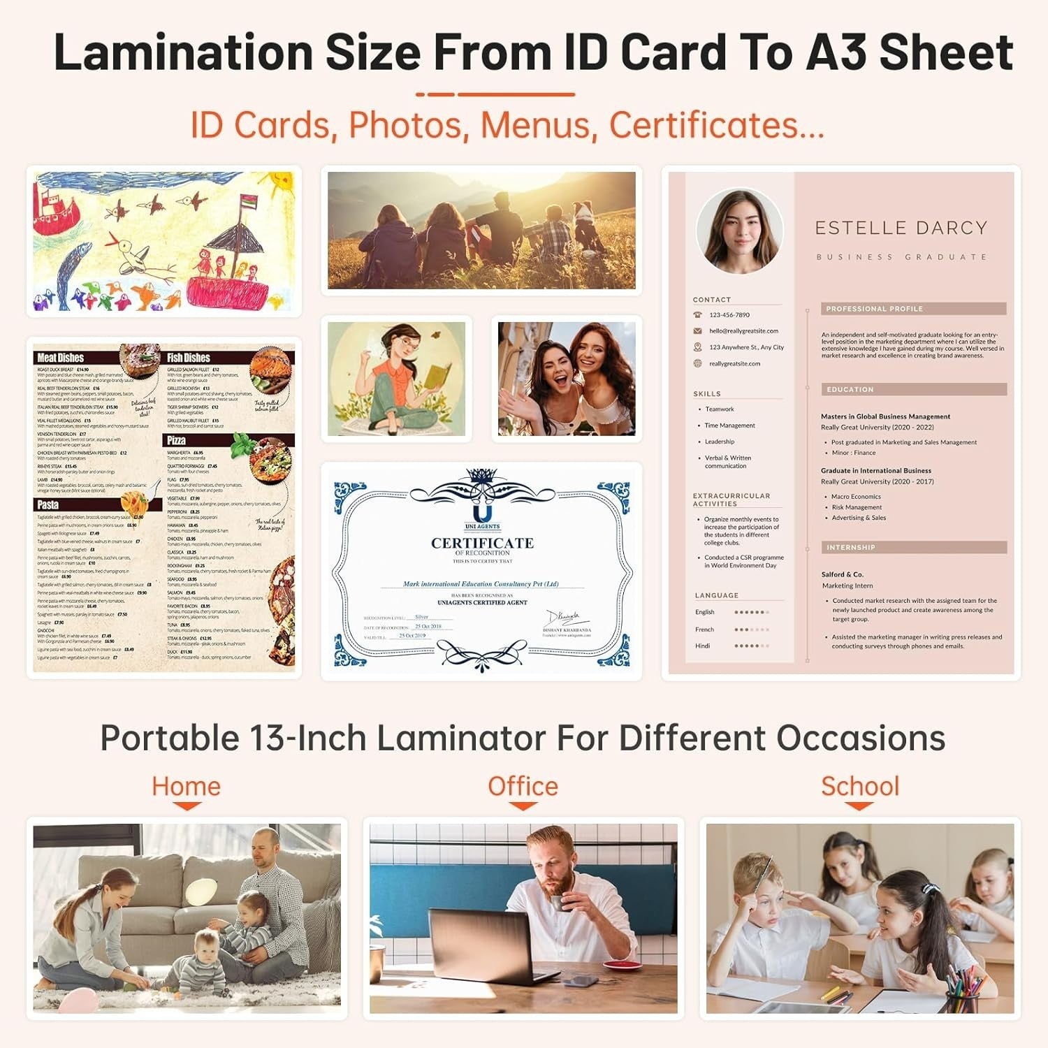 A3 Laminator Machine Hot Cold 60s Warm Up 13 Inch 5-in-1 + 25 Pouches