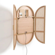 Wall Mounted Folding Desk Oak Rattan 115cm Hidden Workstation Shelf