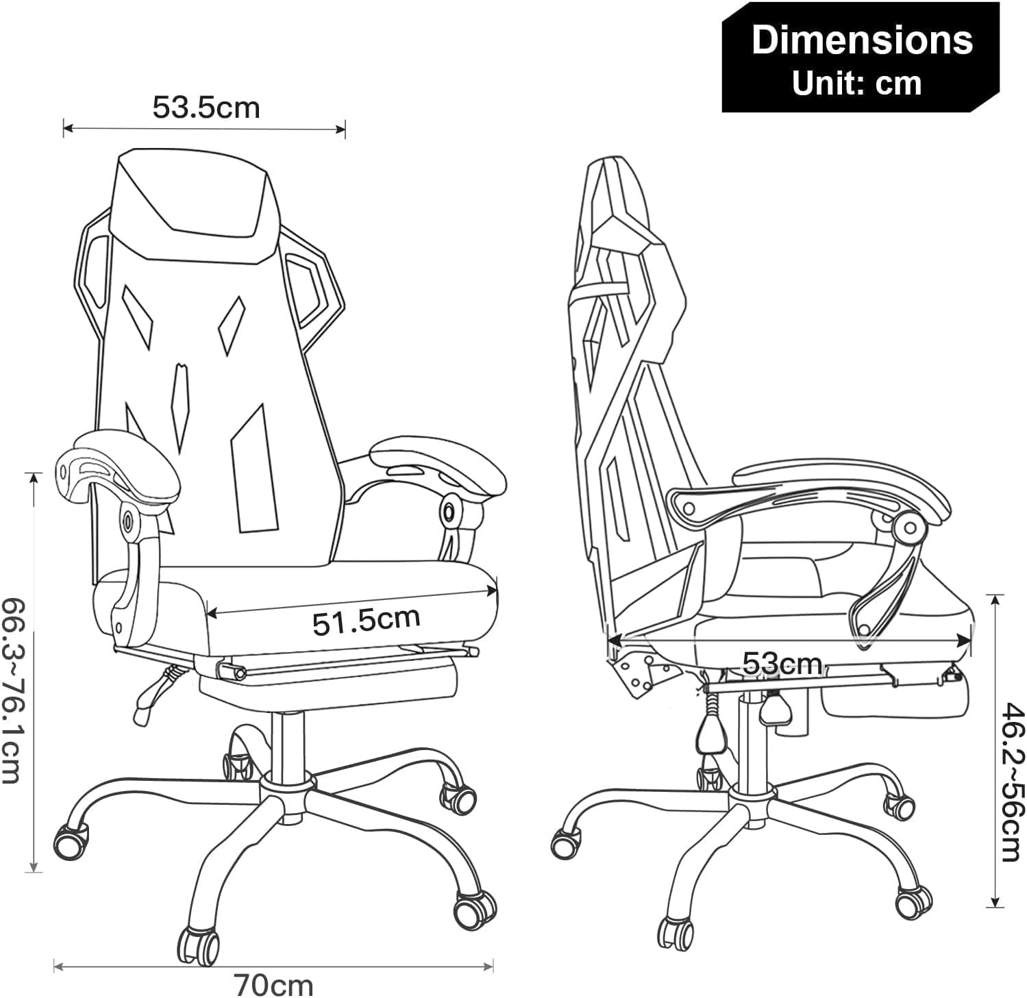 Ergonomic Mesh Gaming Chair Recliner w/ Footrest Lumbar Support