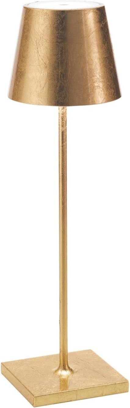 Cordless Rechargeable Table Lamp with Touch Control & Gold Leaf Finish