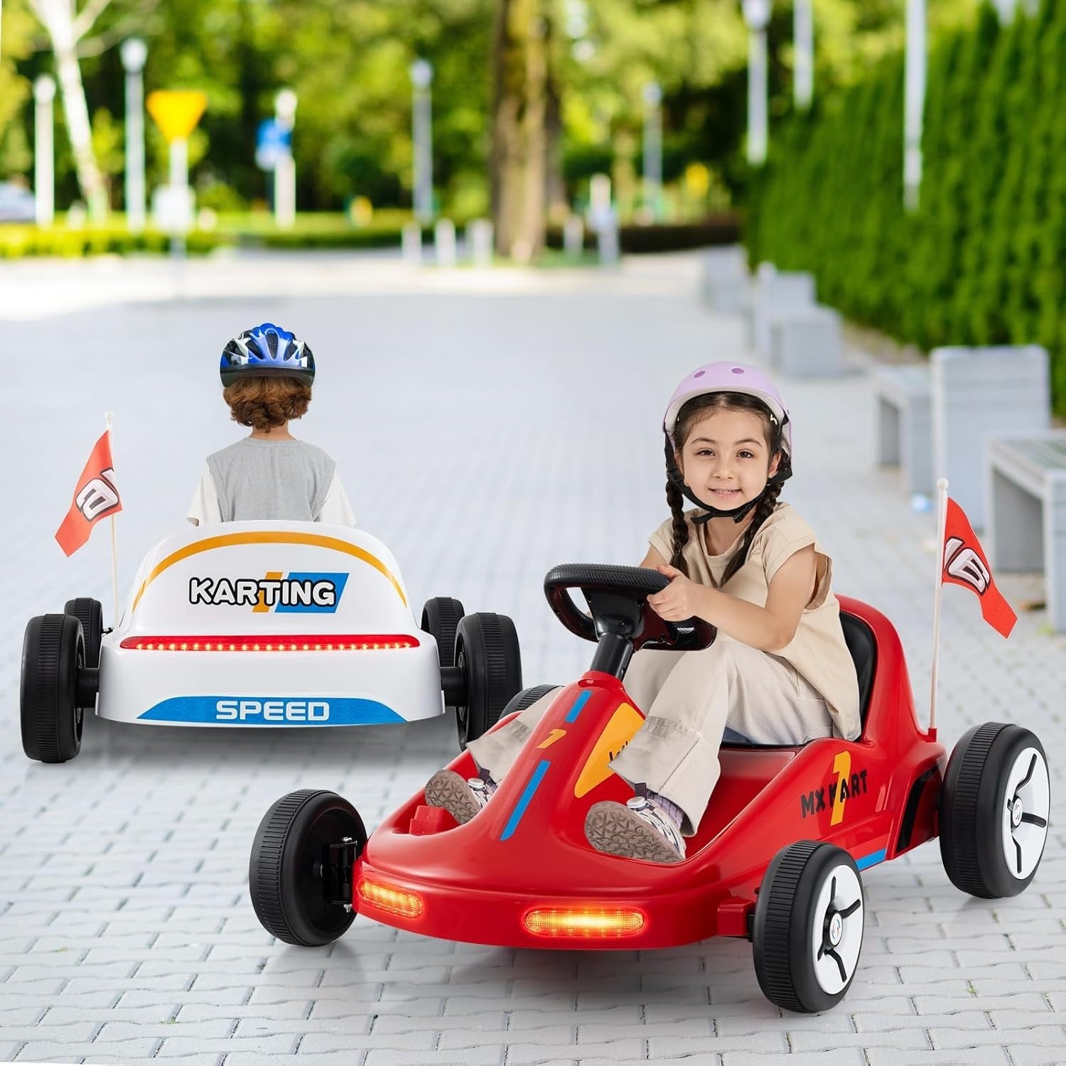 Kids Electric Go Kart 12V Ride On Car Remote Control LED Music Red