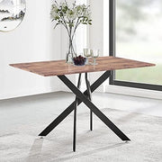 Industrial Style Wooden Dining Table 120cm Rectangle Black Legs 4-Seater