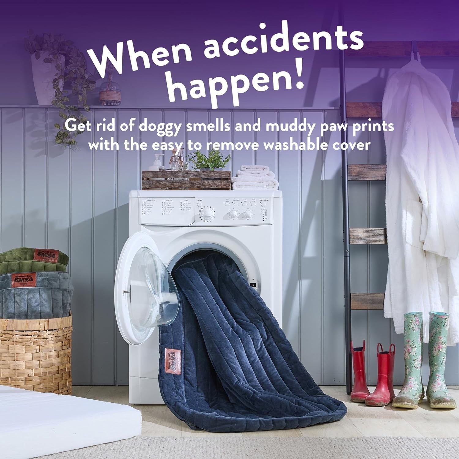 Medium Orthopedic Dog Bed 90x60x10cm Washable Crate Mat Navy