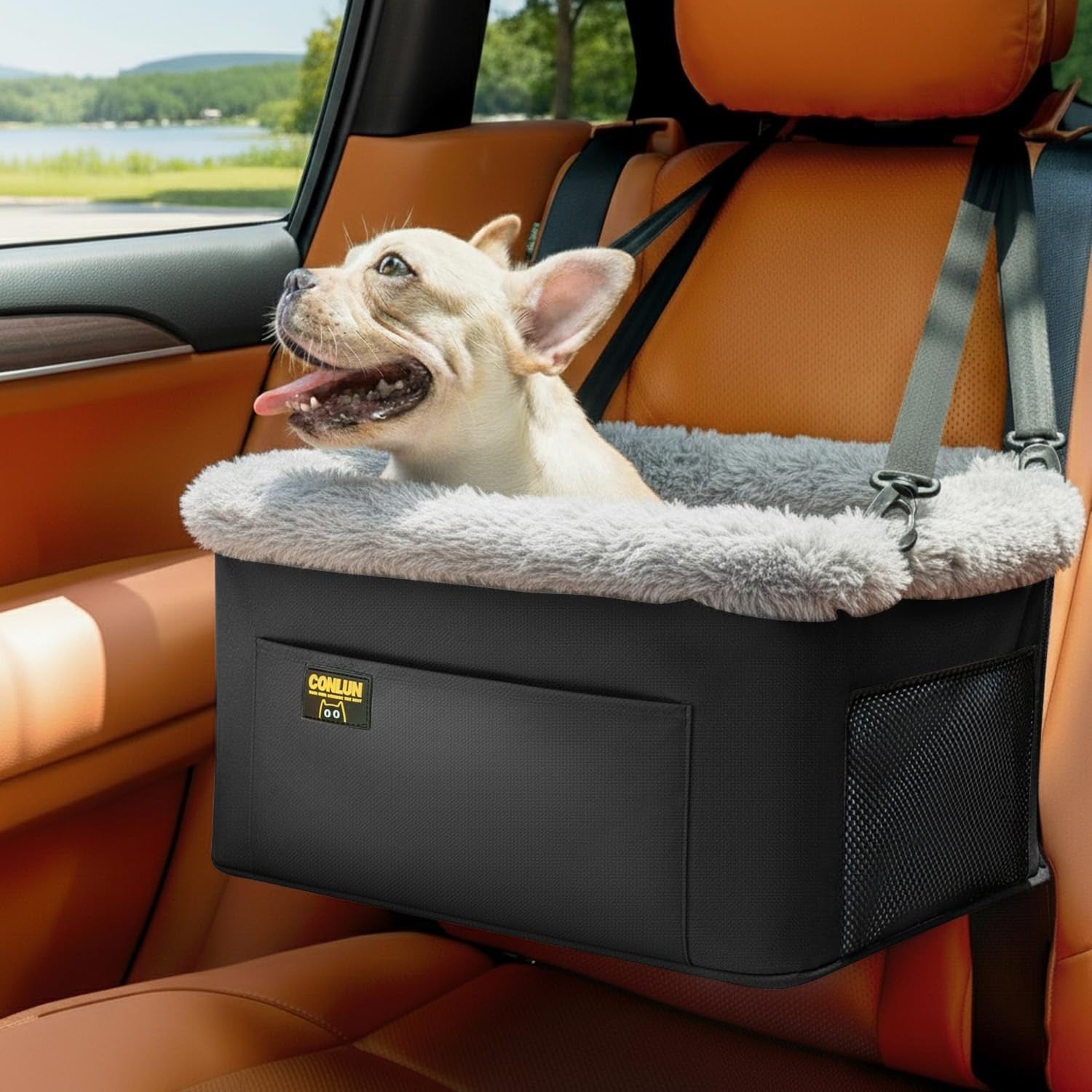 Elevated Dog Car Seat Booster Bed Small Dogs Safety Tether Travel Seat