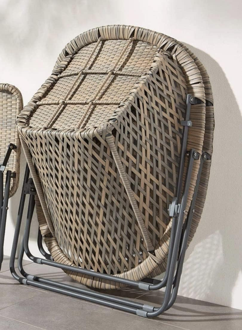 Rattan Bistro Set Garden Patio Egg Chairs & Glass Table Outdoor Set