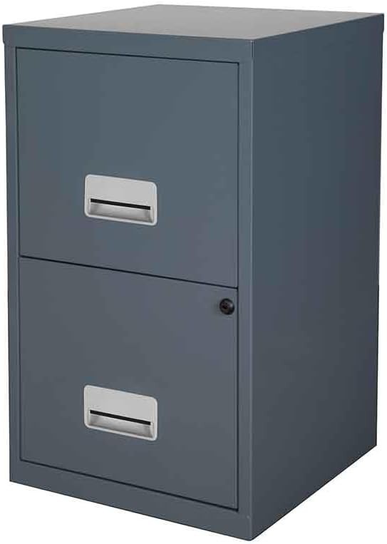 2 Drawer Metal Filing Cabinet Lockable A4 Letter Home Office Storage Black