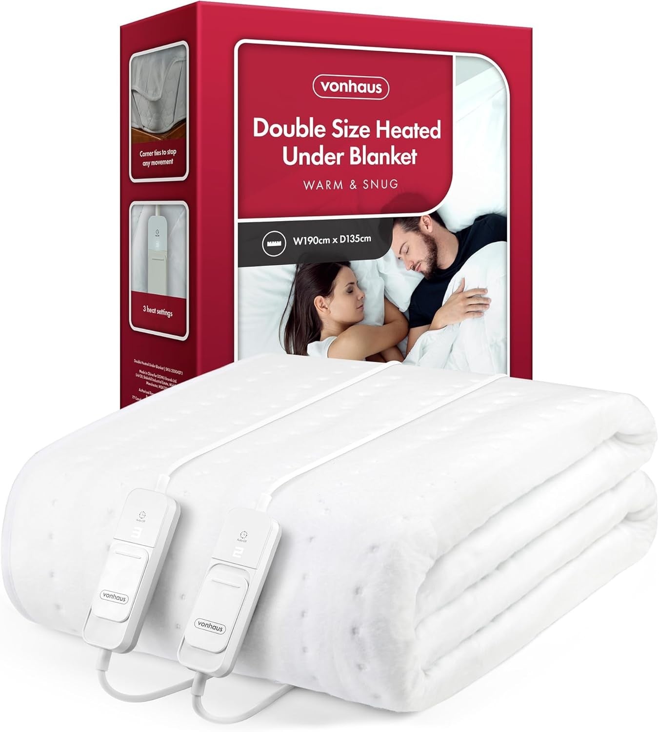 Double Electric Heated Under Blanket Mattress Topper Dual Control Washable