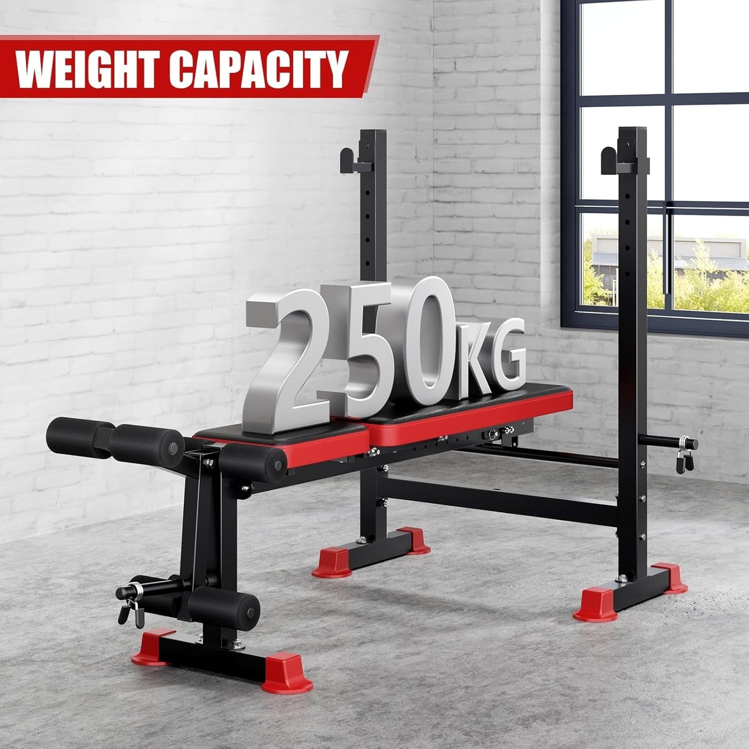 Multi-Function Folding Bench With Squat Rack Leg Developer 250kg