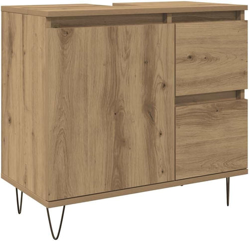 Modern Bathroom Vanity Cabinet Artisan Oak Storage Unit 65cm Under Sink Cupboard