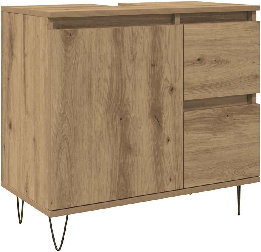 Modern Bathroom Vanity Cabinet Artisan Oak Storage Unit 65cm Under Sink Cupboard