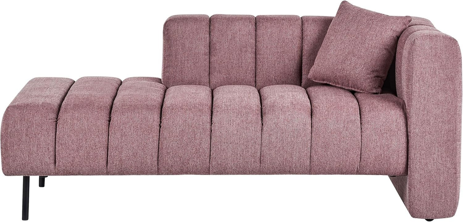 Modern Right Hand Pink Chaise Lounge | Fabric Sofa + Cushion + Metal Legs