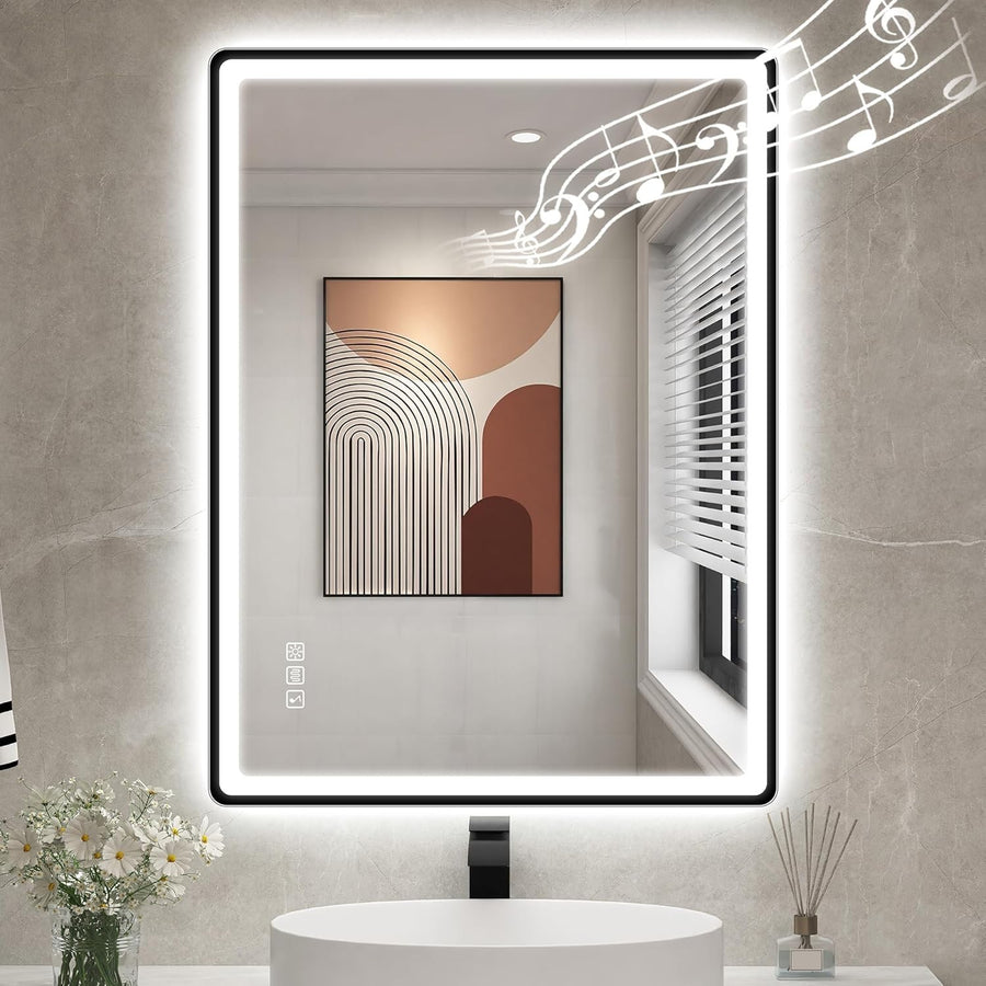 LED Bathroom Mirror 60x80 cm Bluetooth, Anti-Fog, Dimmable Lights & Memory