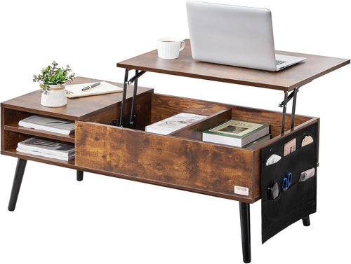 Lift Top Coffee Table with Storage, Pop Up Table 100cm for Small Spaces