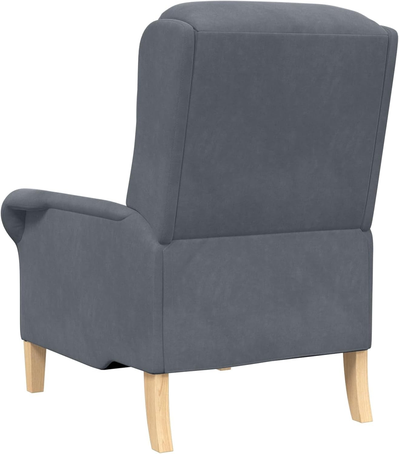Grey Recliner Armchair Fabric Wingback Chair Wood Legs Lounge