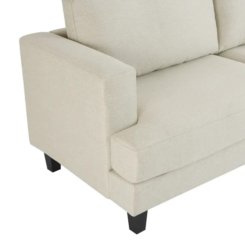 Natural Linen 3 Seater Sofa Modern Fabric Couch Cream Padded Seat Legs