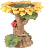 Sunflower Bird Bath Feeder – Polyresin Garden Ornament Outdoor Décor Statue