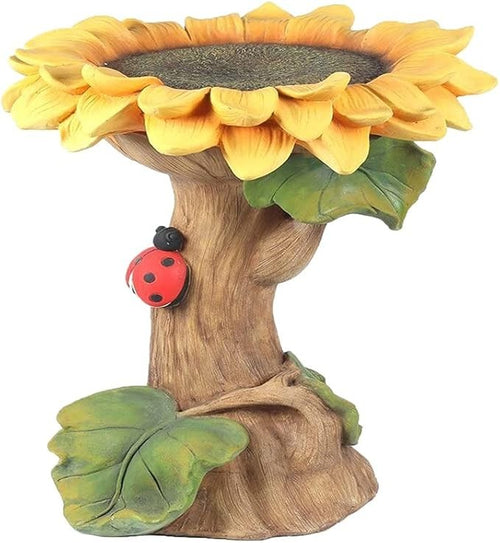 Sunflower Bird Bath Feeder – Polyresin Garden Ornament Outdoor Décor Statue