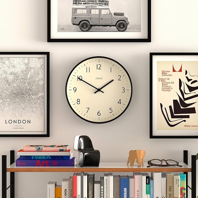 Modern 30cm Silent Wall Clock | Minimalist Black Frame | Easy Read Home Decor