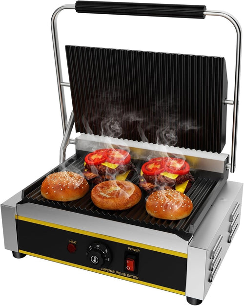 Commercial Panini Press 42.8x31x19.2cm Cast Iron Grill Sandwich Maker 2200W