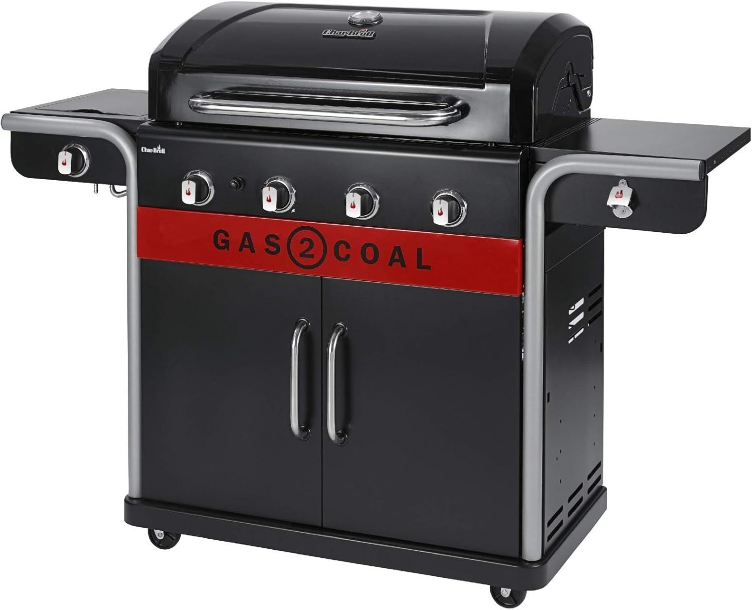 4 Burner Hybrid Gas Charcoal BBQ Grill Outdoor Barbecue + Weatherproof Cover