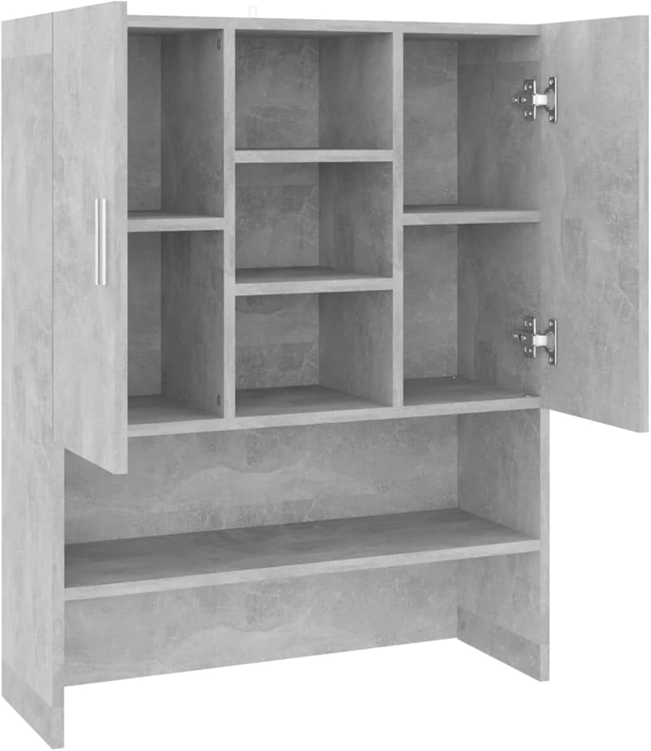 Concrete Grey Washing Machine Cabinet Tall Laundry Storage Unit with Shelves & D