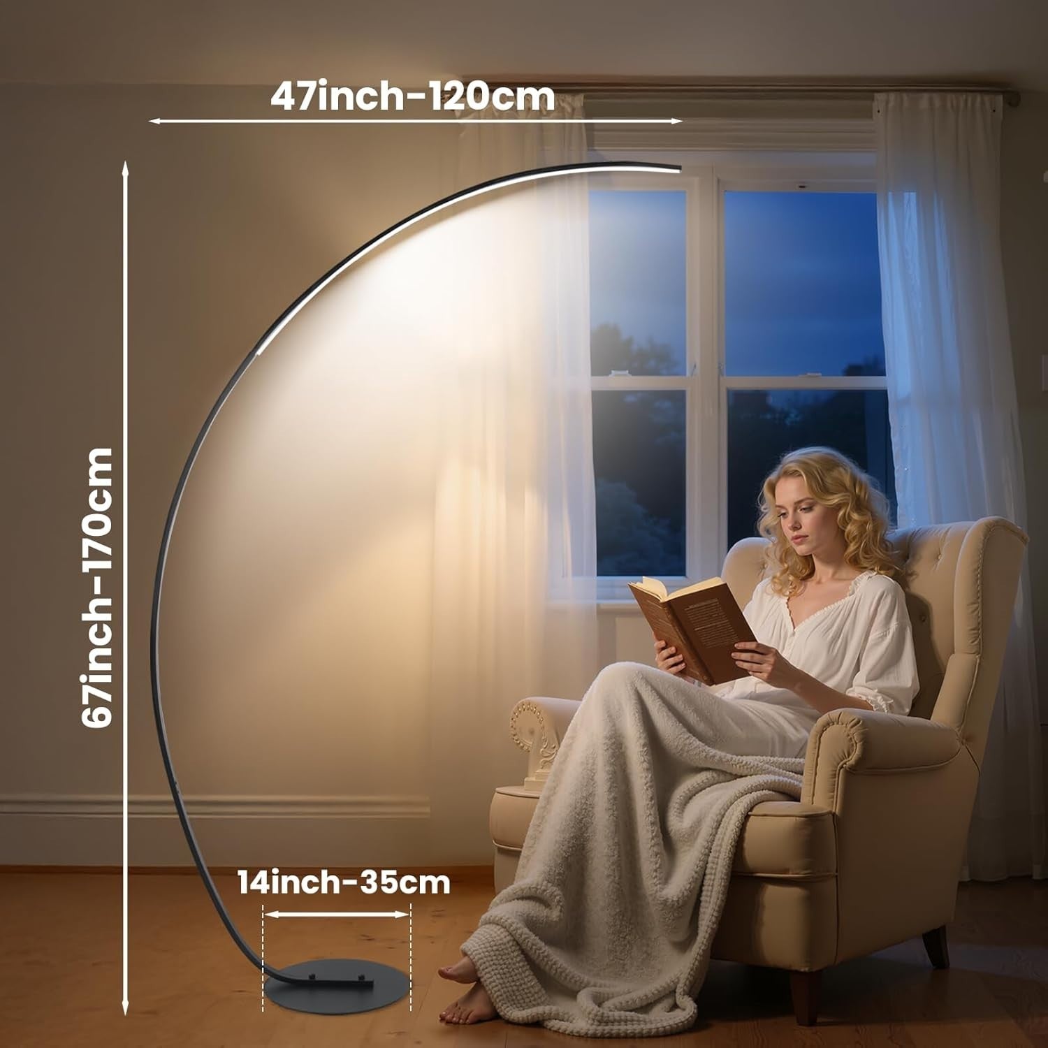 40W Adjustable Brightness Floor Lamp with Remote & Flicker-Free LED Light
