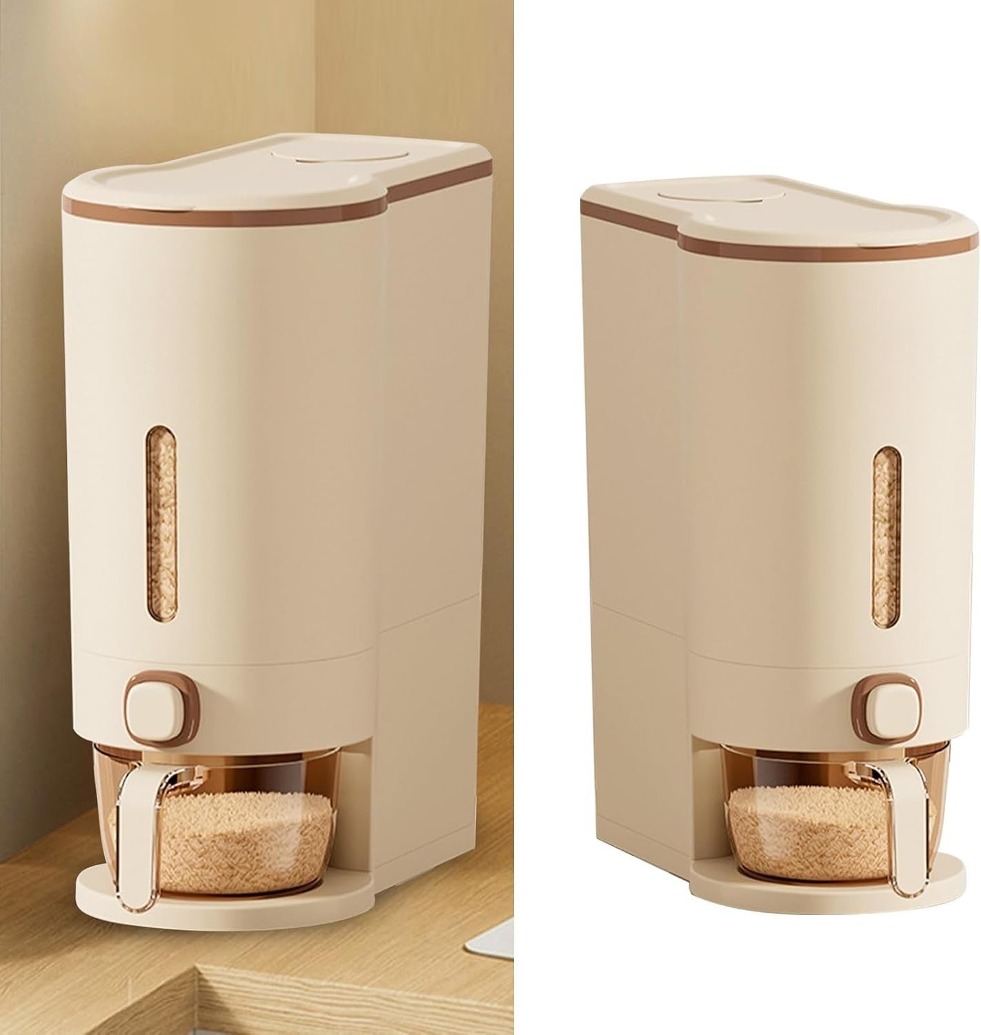 10KG Sealed Rice Dispenser Grain Storage Container with Measuring Cup