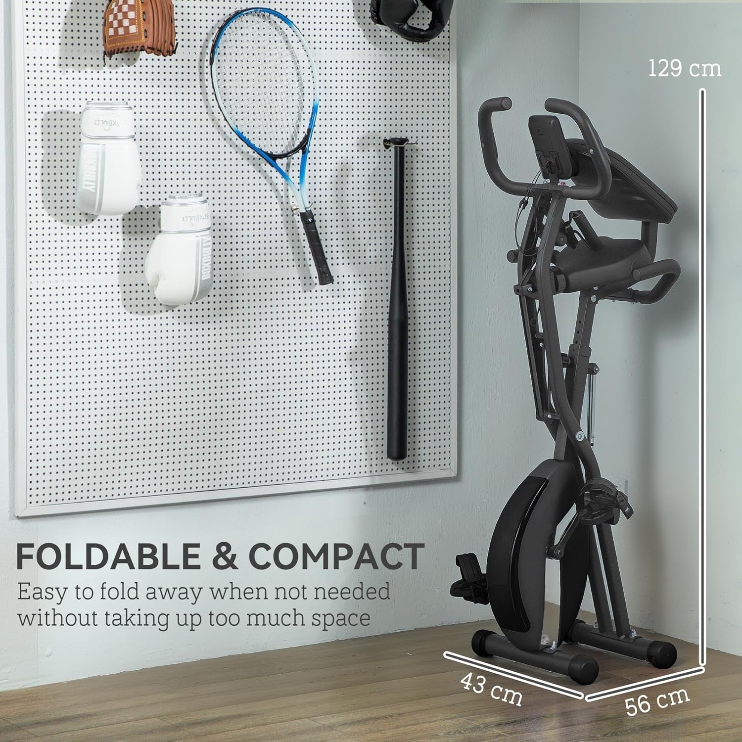 5-in-1 Folding Exercise Bike Upright/Recumbent 8-Level Magnetic LCD Bands