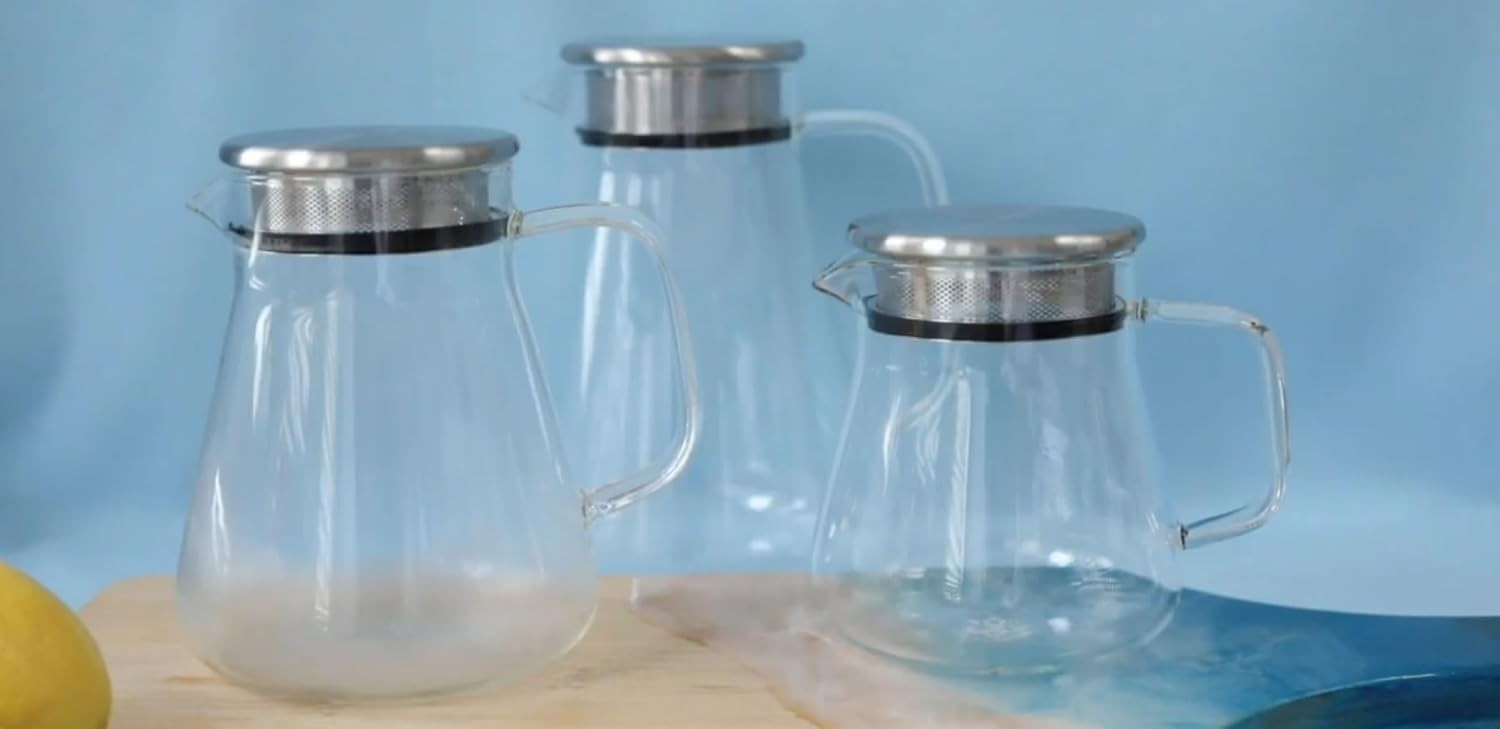 Glass Tea Maker Kettle 40oz Stovetop Safe Loose Leaf Tea Pot Filter