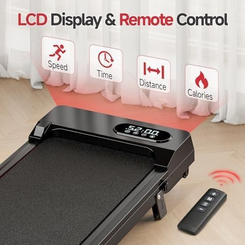 Under Desk Walking Pad Treadmill 7% Incline LED Remote 1-8KM/H