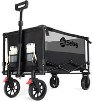 Black/Grey 330lb Heavy Duty Folding Wagon 330L Extra Capacity Cart w/ Big Wheels