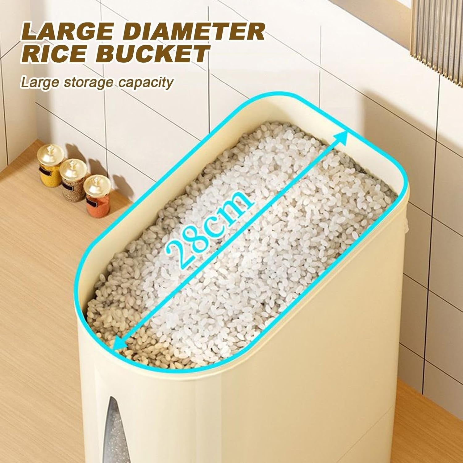 10KG Rice Dispenser Airtight PP Grain Storage Bin