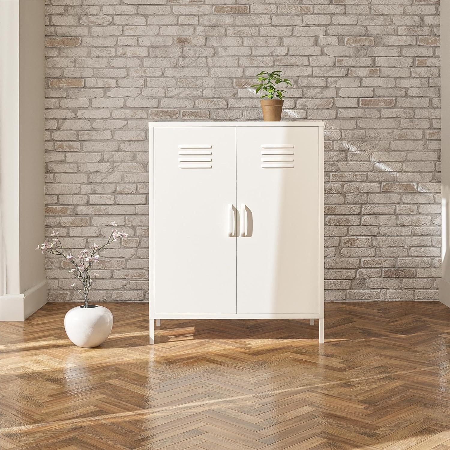 Metal Storage Cabinet 2 Doors 3 Shelves Scratch Resistant 80x40x102cm