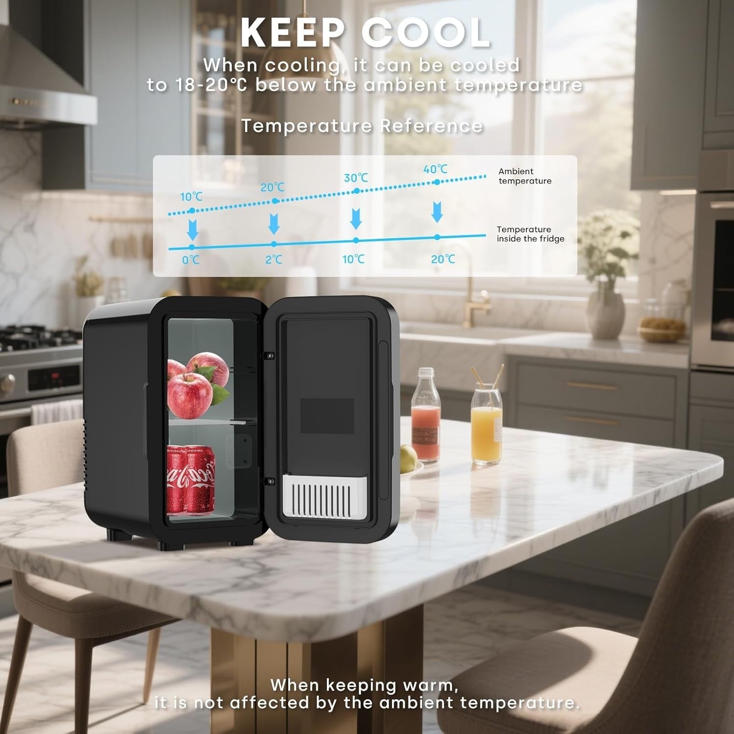 Portable 6L Mini Fridge Cooler & Warmer for Office Bedroom Car Black