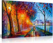 Large Lakeside City Canvas Wall Art Colourful Pathway Modern Home Decor