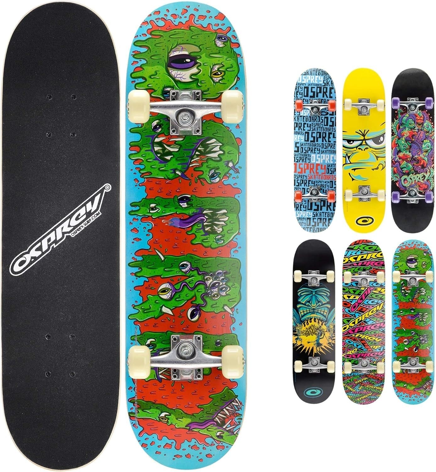 31" Double Kick Skateboard Kids Youth Maple Deck 54mm Wheels ABEC 5 Grip Tape