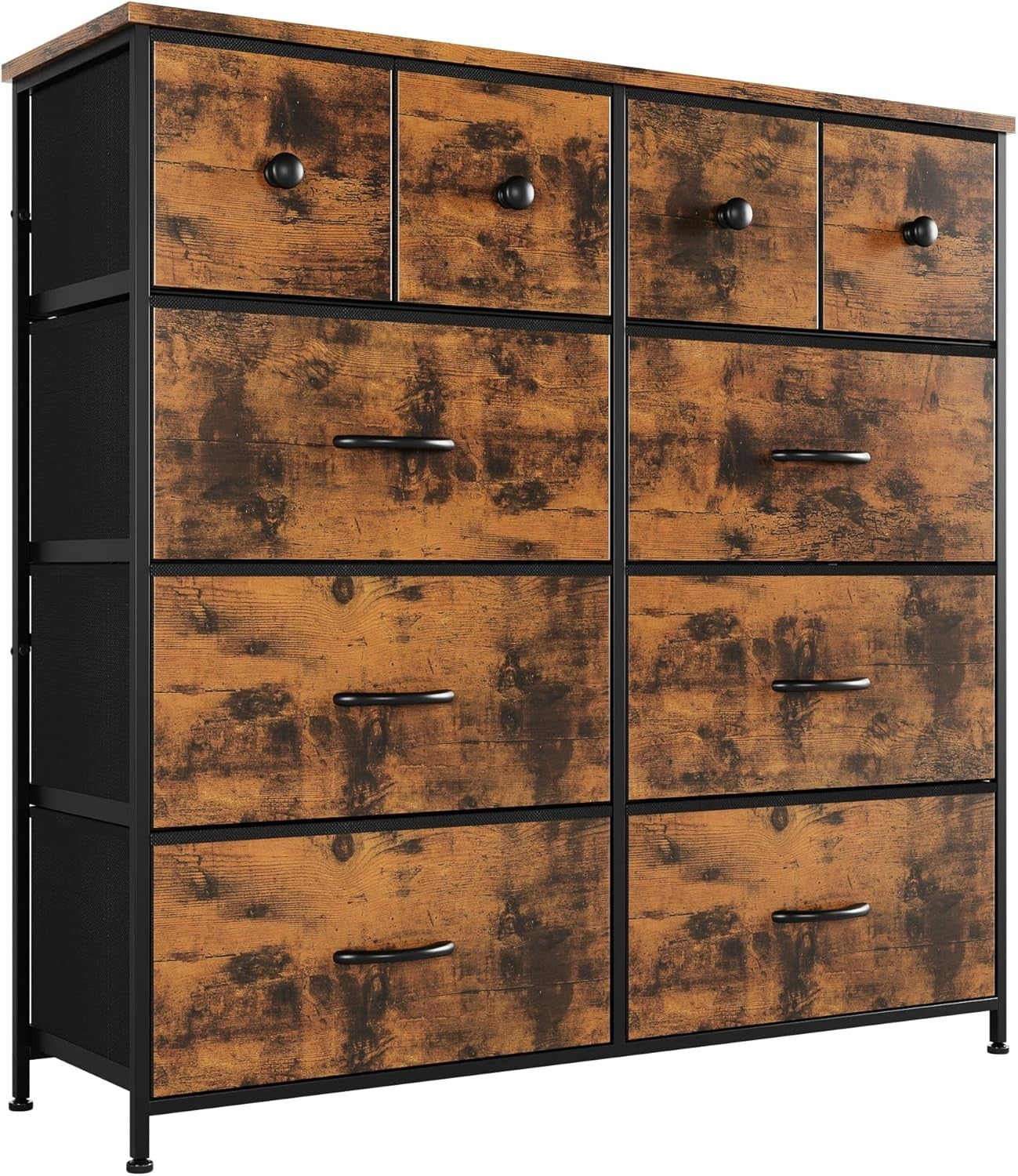Rustic Tall Chest of 10 Drawers Storage Unit for Bedroom Hallway Closet