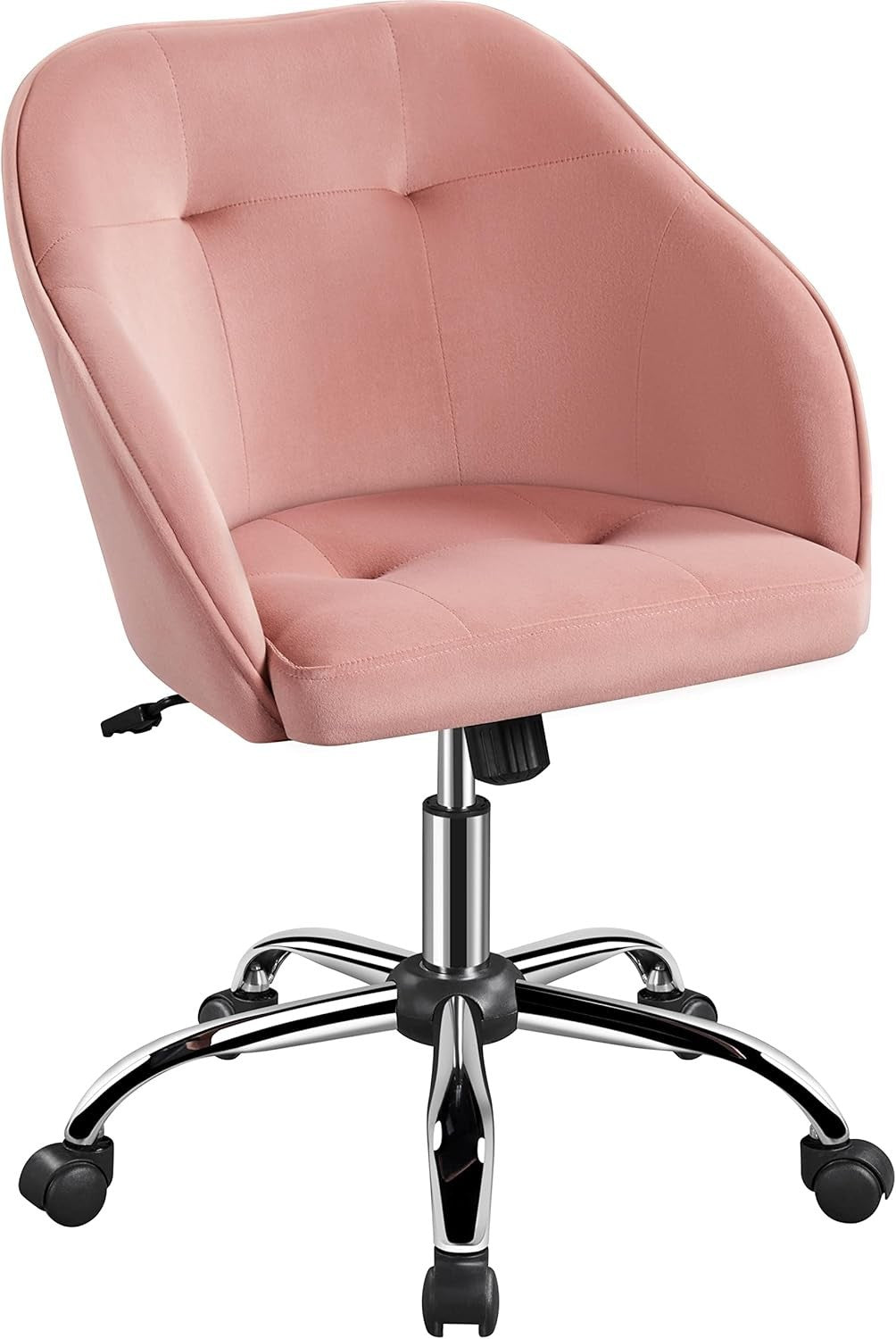 Pink Velvet Desk Chair Home Office Swivel Adjustable Height Back Support