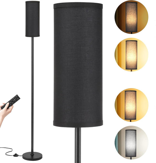 Black Corner Floor Lamp Remote Control Dimmable Standing Light Living Room