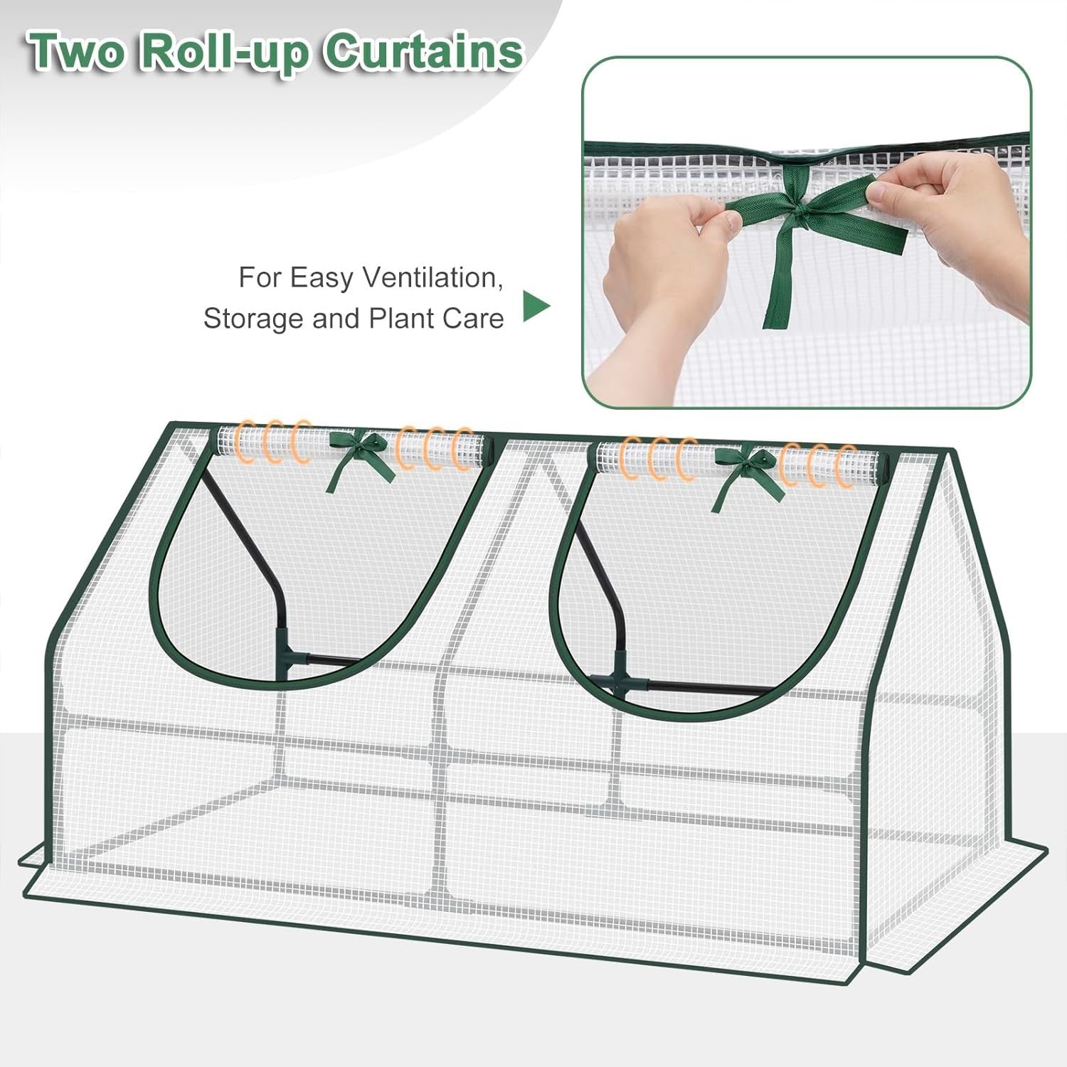 Mini Garden Greenhouse 120x60x60cm White PE Cover with Roll-Up Windows