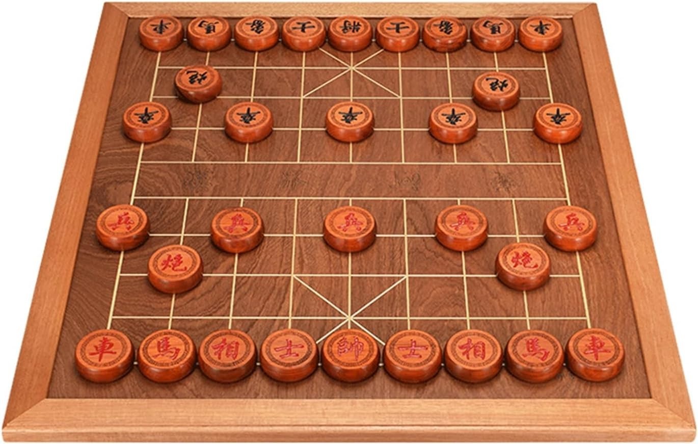 Red Rosewood Xiangqi Chinese Chess Set Large Wooden Strategy Board